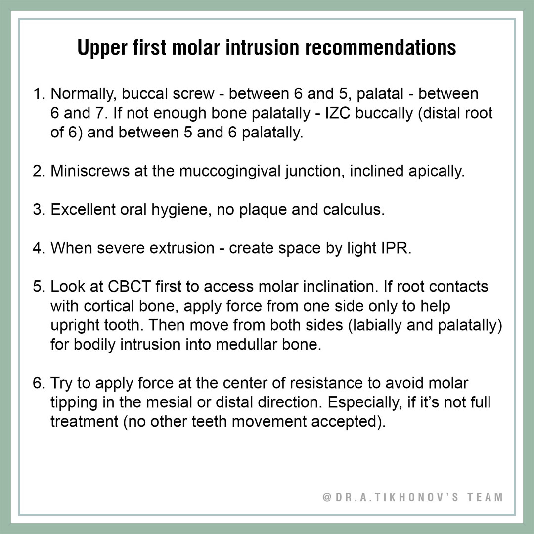 Upper first molar intrusion recommendations