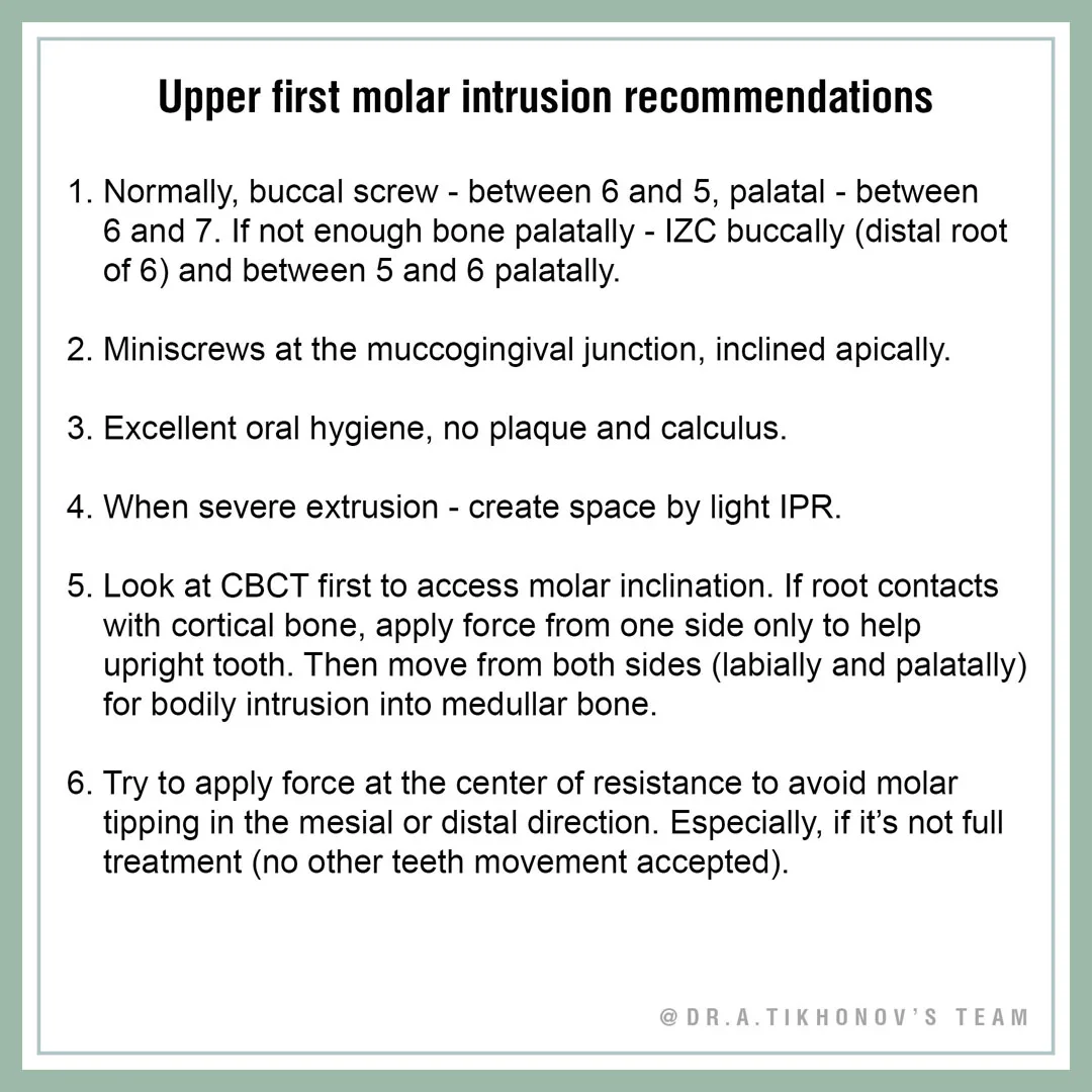 Upper first molar intrusion recommendations